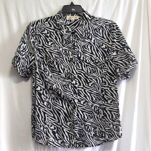Jones New York Black and White Zebra Print Button Up Shirt